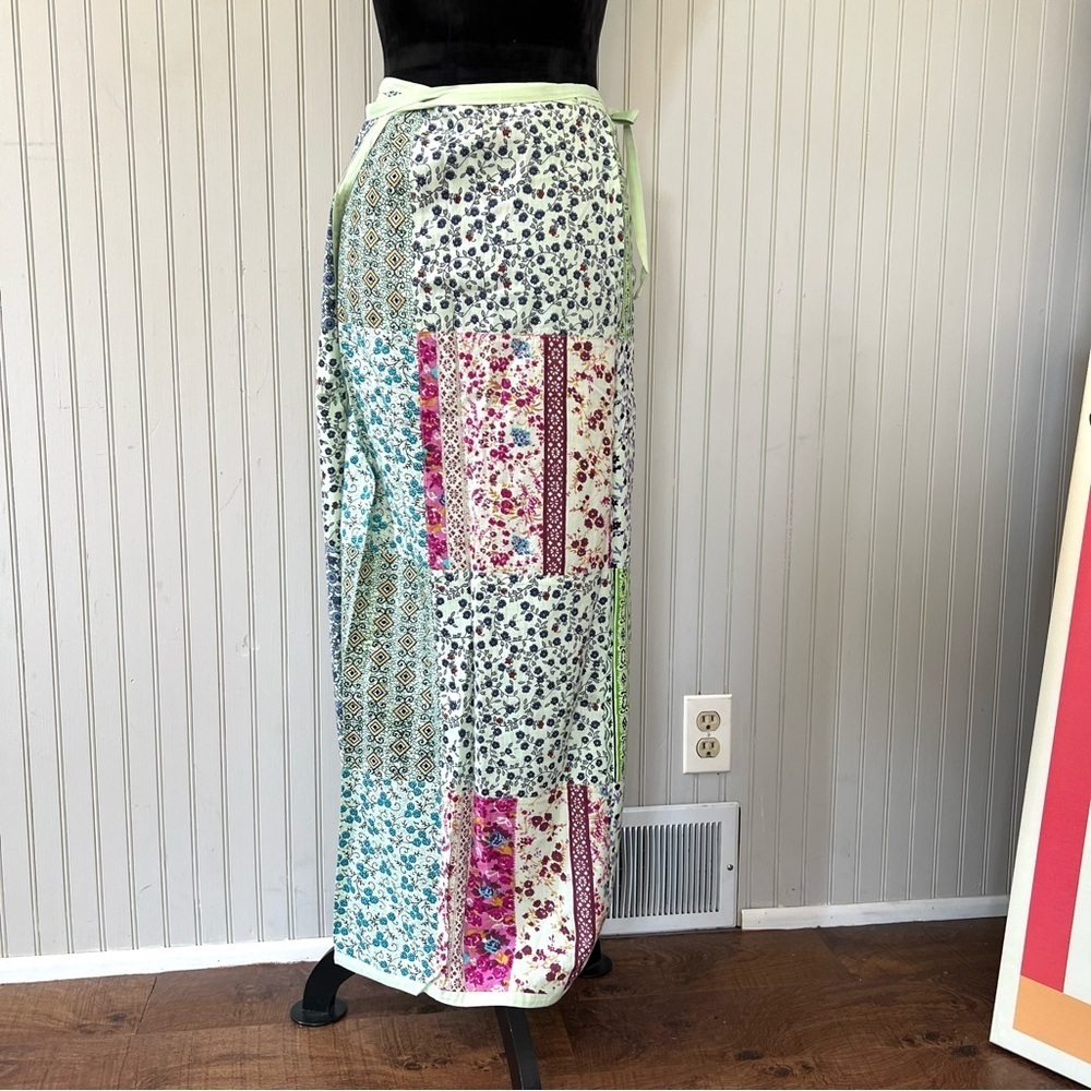 Fashion Fuse Patchwork Cotton Floral Wrap Maxi Skirt
